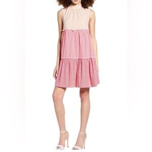 English Factory Pink and White Mini Dress